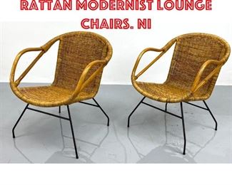 Lot 439 Pr CALIFASIA Woven Rattan Modernist Lounge Chairs. Ni
