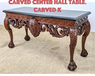 Lot 447 MAITLAND SMITH Fancy Carved Center Hall Table. Carved k