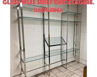 Lot 453 Large Chrome and Glass Wall Shelf Unit Etagere. Baughma