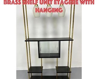 Lot 465 Ebonized Wood and Brass Shelf Unit Etagere with hanging