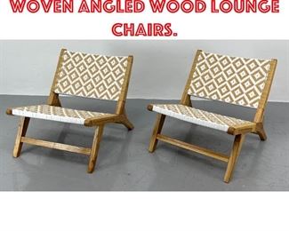 Lot 479 Pair Contemporary Woven Angled Wood Lounge Chairs. 