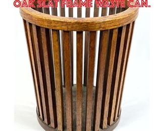 Lot 486 Rustic French Style Oak Slat Frame Waste Can. 