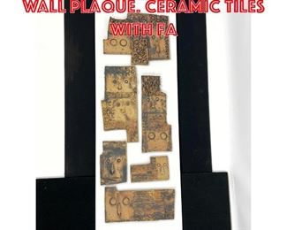 Lot 487 Pottery relief panel Wall Plaque. Ceramic tiles with fa