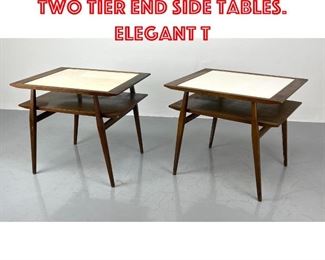 Lot 488 Pr Bertha Schaeffer Two Tier End Side Tables. Elegant t