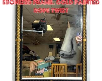 Lot 490 Wall Mirror in Ebonized Frame. Gold Painted Rope Twist 