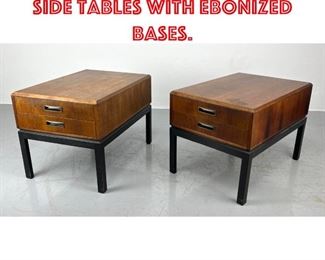 Lot 498 Pair American Modern Side Tables with Ebonized Bases. 