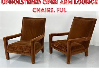 Lot 504 Pr Brown Velvet Upholstered Open Arm Lounge Chairs. Ful