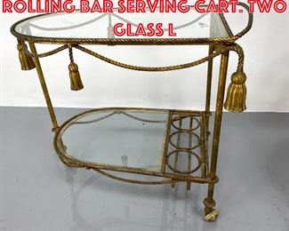 Lot 507 Italian Gilt Iron Rolling Bar Serving Cart. Two glass l