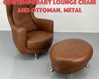 Lot 514 Modernist Contemporary Lounge Chair and Ottoman. Metal 