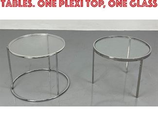 Lot 527 Two Chrome Frame Side Tables. One plexi top, one glass 