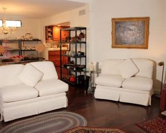 Pair of White Century Furniture Loveseats