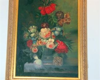 Large Floral Oil on Canvas