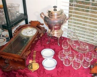 Wall Clock, Samovar, Punch Bowl with Cups & Ladle