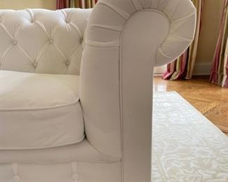 Restoration Hardware Kensington Sofa. Down cushions upholstered in performance white velvet. Measures 90” W x 36” D. Photo 2 of 3.