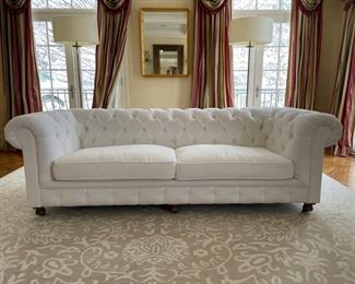 Restoration Hardware Kensington Sofa. Down cushions upholstered in performance white velvet. Measures 90” W x 36” D. Photo 1 of 3.