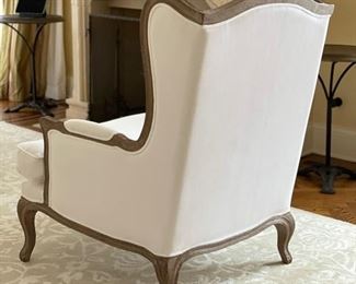 Pair of Restoration Hardware wing back chairs with down cushions upholstered in performance white velvet. Each measures 34” W x 32” D x 40.5” H. Photo 3 of 4.
