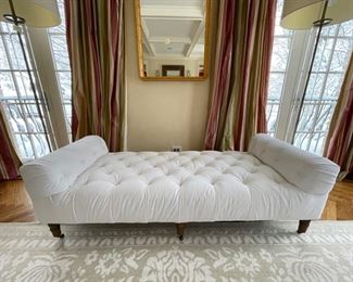 Restoration Hardware Modern Chesterfield Bench Tufted Seat. Upholstered in Performance white velvet. Photo 1 of 3.