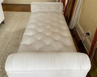 Restoration Hardware Modern Chesterfield Bench Tufted Seat. Upholstered in Performance white velvet. Photo 2 of 3.
