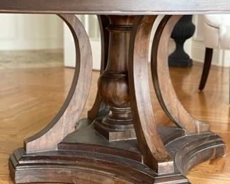 Restoration Hardware St. James Round Pedestal Dining Table in Antiqued Coffee finish. Measures 72” D x 29.5” H with 26” clearance. Photo 4 of 4.