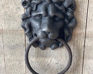 Restoration Hardware Leo Salvaged Wood & Metal planter with lion head handles and paw feet - 2 available. Each measures 22” x 22” x 36”H. Photo 2 of 4.