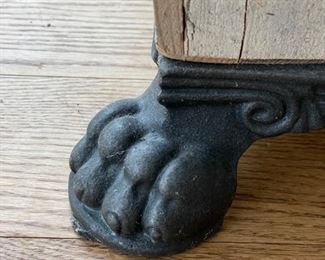 Restoration Hardware Leo Salvaged Wood & Metal planter with lion head handles and paw feet - 2 available. Each measures 22” x 22” x 36”H. Photo 3 of 4.