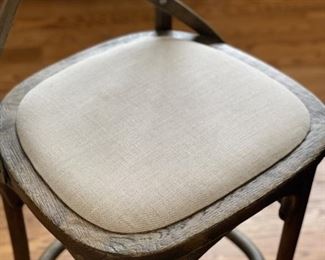 Pair of Restoration Hardware Madeleine counter stools. Each measures 18” W x 17” D x 26” seat height. Photo 2 of 2.