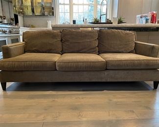 Mitchell Gold & Bob Williams Chenille Upholstered Three-Seat Sofa. Each measures 83" W x 38". Photo 1 of 3.