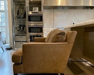 Mitchell Gold & Bob Williams Chenille Upholstered Three-Seat Sofa. Each measures 83" W x 38". Photo 3 of 3.