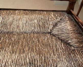 Three-Seat Rush Seat Bench with Faux Bamboo Styling. Photo 3 of 4.