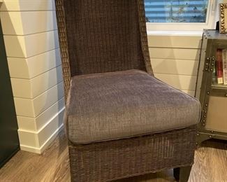 Pair of Wicker Slipper Chairs. Each measures 23" W x 25" D x 38" H. Photo 1 of 3.