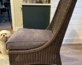 Pair of Wicker Slipper Chairs. Each measures 23" W x 25" D x 38" H. Photo 3 of 3.