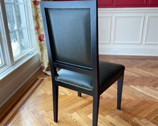 Set of four dining chairs with hunter green leather seats and backs. Photo 2 of 2.