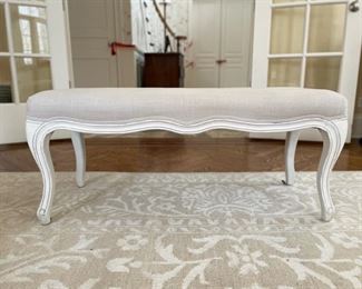 Linen upholstered bench. Photo 1 of 2.