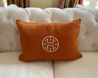 Orange Down Filled Pillow.