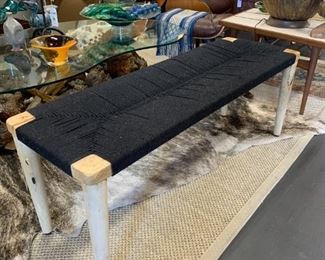 INDOOR/OUTDOOR BLACK WOVEN BENCH (48.5'' w X 16'' d X 18'' h) 