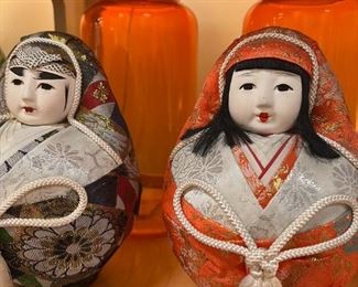 VINTAGE MULTICOLOR AND ORANGE JAPANESE DOLL