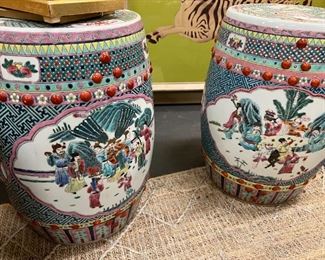 ANTIQUE CHINESE PORCELAIN GARDEN STOOL 