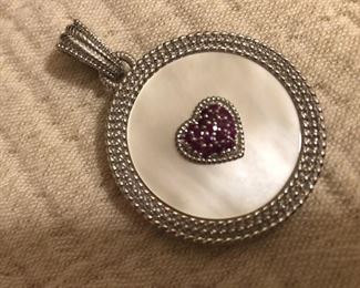 Judith Ripka Sterling Mother of Pearl Ruby Abalone 