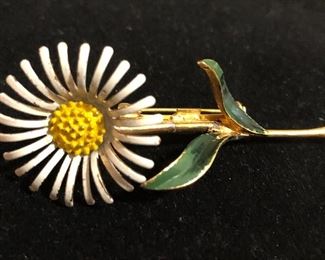 Vintage Enamel Flower Brooch 