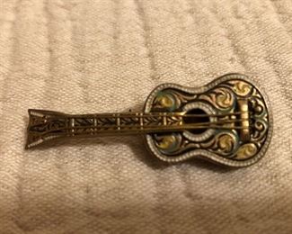 Vintage Guitar Brooch 