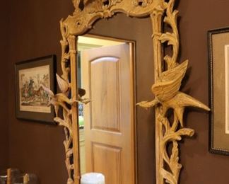 Antique carved wooden mirror