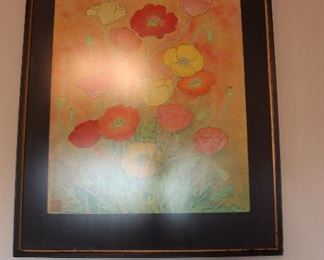 Asian artwork, possibly lithograph or gauche