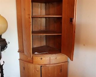 Rustic pine corner cabinet