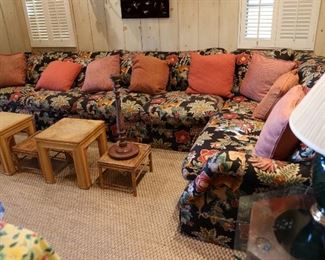 Sectional sofa, tables, lamps