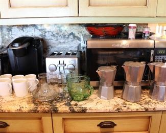 Various kitchenware, stovetop espresso