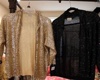 Two vintage sequined Neiman Marcus sweaters