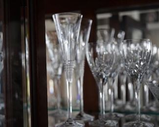 Very choice selection of wine glasses to include Waterford and other.