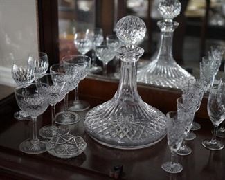 Excellent selection of crystal cordials, small wines and decanters .