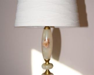 Vintage 1940's onyx table lamp. ready for the home, Nice new fabric shade.