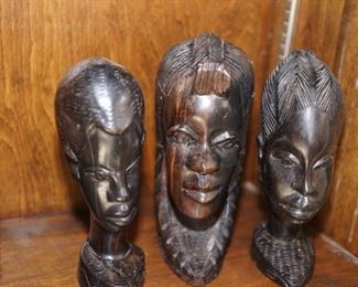 African Carved busts grouping of three